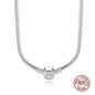 Heart Love 925 Sterlin Silver Snake Chain Necklace Secure Ball Clasp Beads Charms Chocker Necklace For Women Wedding DIY Jewelry