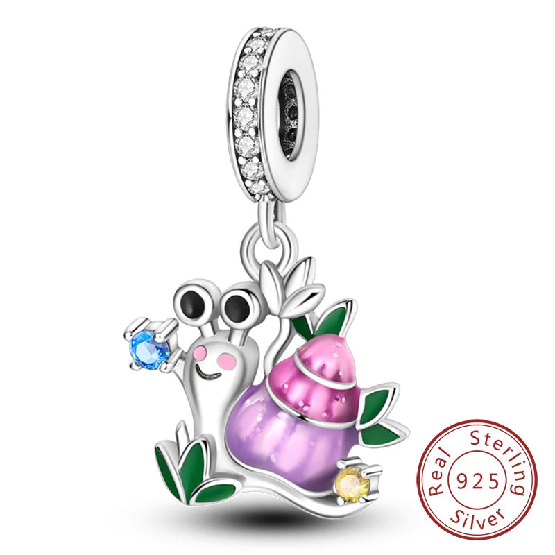 925 Sterling Silver Pink Pendant Charm Bead | Fits Pandora Bracelets & Necklaces | DIY Fine Jewelry