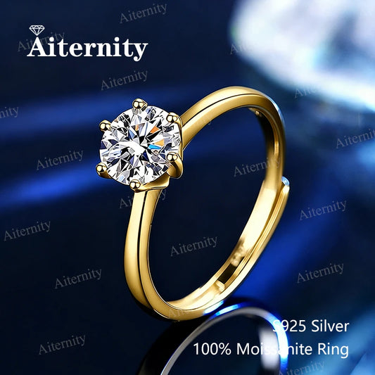 Moissanite Solitaire Ring - 925 Sterling Silver, 0.5ct to 2ct, D Color VVS1, GRA & CMA Certified