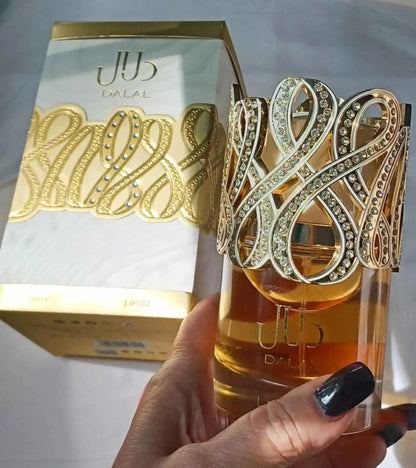 Arabic Perfume Dalal EDP 100ml - Floral Fruity Gourmand Fragrance for Women, Luxurious Golden Bottle