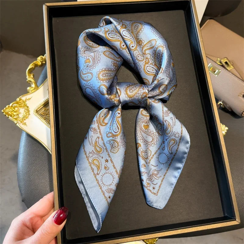 Scarf Square For Women Satin Bandanna Print Bag Scarves Head Band Fashion Lady Hair Shawl Wrap Female Neckerchief Hijab