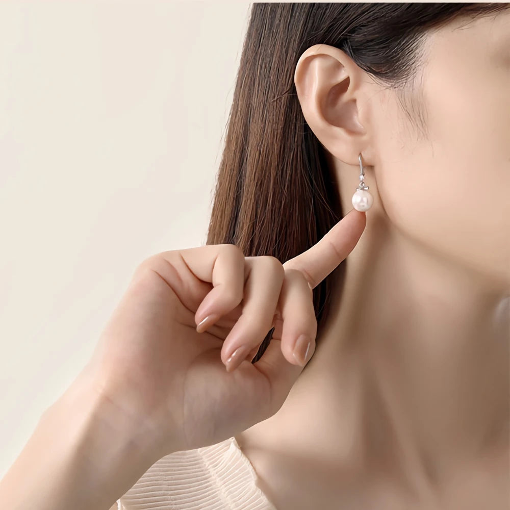 Hot Sterling silver romantic crystal pearl earrings for women fashion designer jewelry party wedding accessories gifts