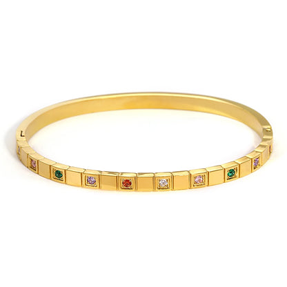Greatera Trendy Gold Plated 316L Stainless Steel Bangles Bracelets for Women Delicate Cubic Zirconia Bracelet Party Jewelry 2024