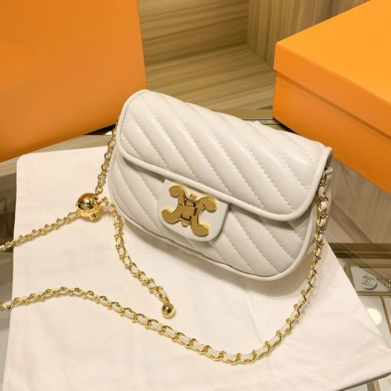 2024 New Classic Trend Fashion Bag For Women's One Shoulder Messenger Bags Versatile Small Square Bag Solid Chain PU Leather Sac