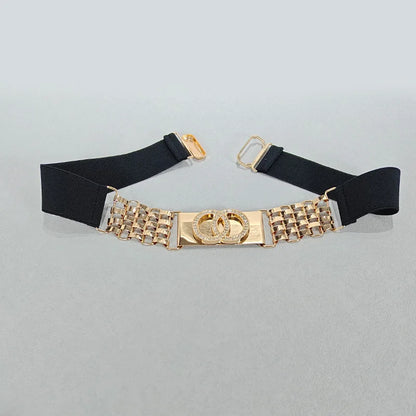 Golden Letter Waist Corset Belts Fashion Women's Metal Waistband Female Luxury Brands Designer Ladies Elastic Belt For Dress