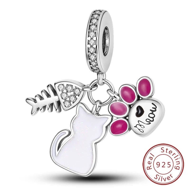 925 Sterling Silver Pink Pendant Charm Bead | Fits Pandora Bracelets & Necklaces | DIY Fine Jewelry
