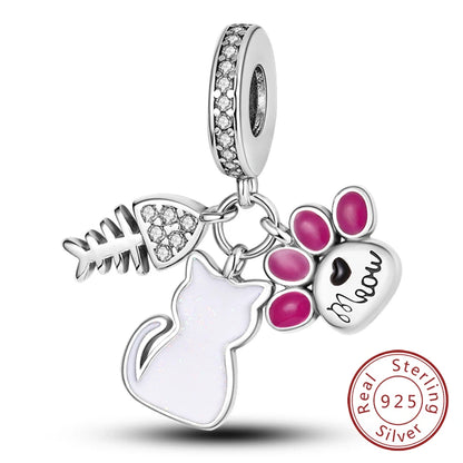 925 Sterling Silver Pink Pendant Charm Bead | Fits Pandora Bracelets & Necklaces | DIY Fine Jewelry