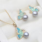 Natural Freshwater Pearl Necklace Earrings Set, 925 Silver Set of Earrings With Pearls Wife Mother Christmas Gift White