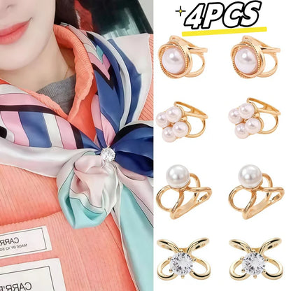 Luxury Silk Scarf Buckle Multifunctional Square Scarf Buckle Brooch Ring Matched Fashionable High-End Silk Accessory For Ladies