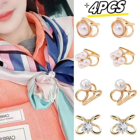 Luxury Silk Scarf Buckle Multifunctional Square Scarf Buckle Brooch Ring Matched Fashionable High-End Silk Accessory For Ladies