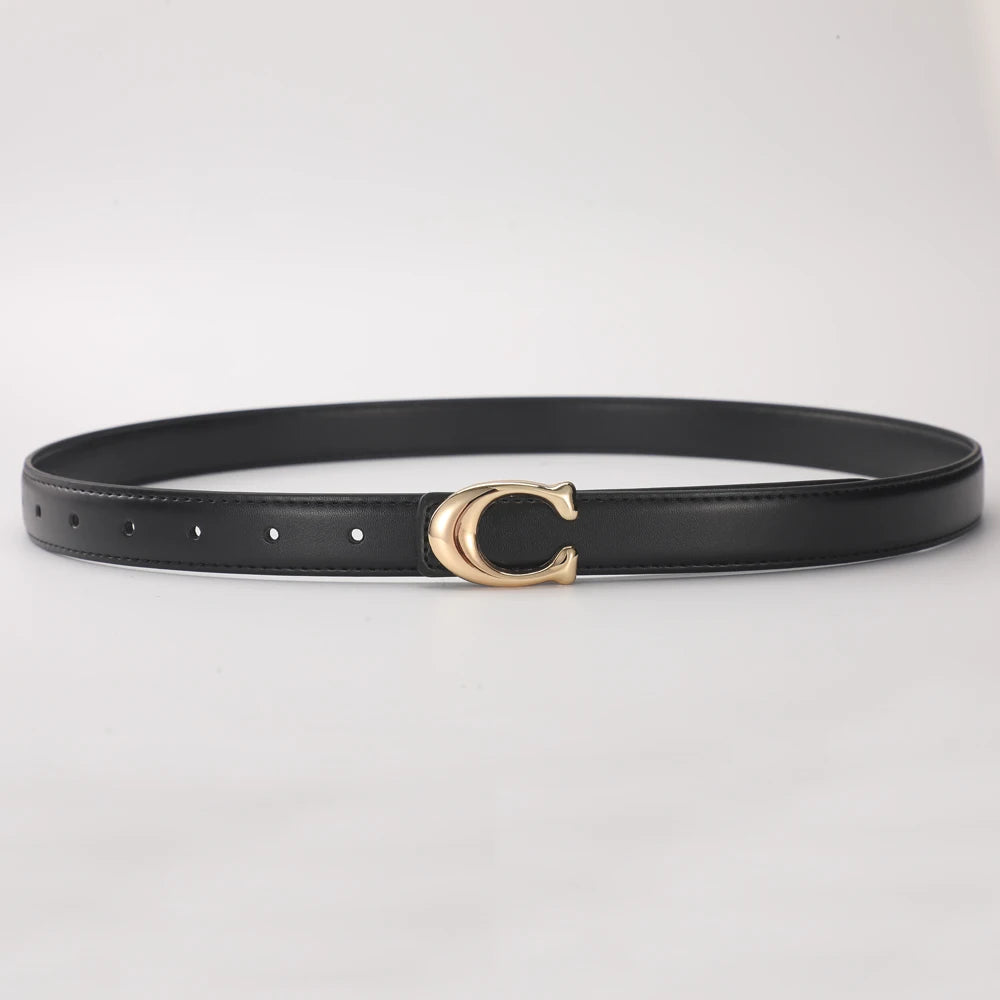 Elegant Women's PU Leather Belt - C-Shaped Buckle Fashion Belt with Gift Box