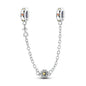 925 Sterling Silver Heart, Infinity & Triple Jewel Safety Chain Charm | Fits Pandora & Most Bracelets