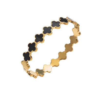European Style Titanium Steel Bracelet - Minimalist Gold & White Bangle for Women