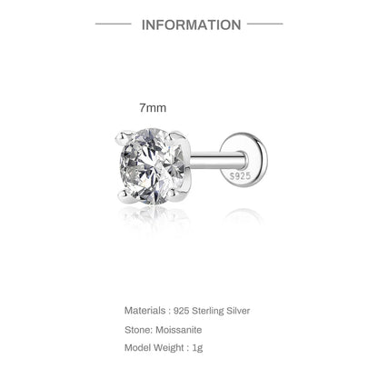 Moissanite Stud Earrings - 925 Sterling Silver, 0.03-1.2ct, D Color, GDTC Certified
