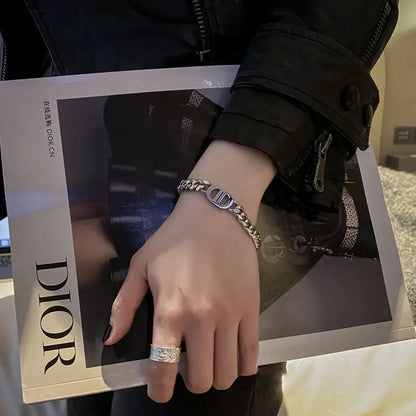 Cocoguchi golden color Thick Letter Titanium Steel Necklace & Bracelet for Women four sealsonal wearage popular fashion jewelry