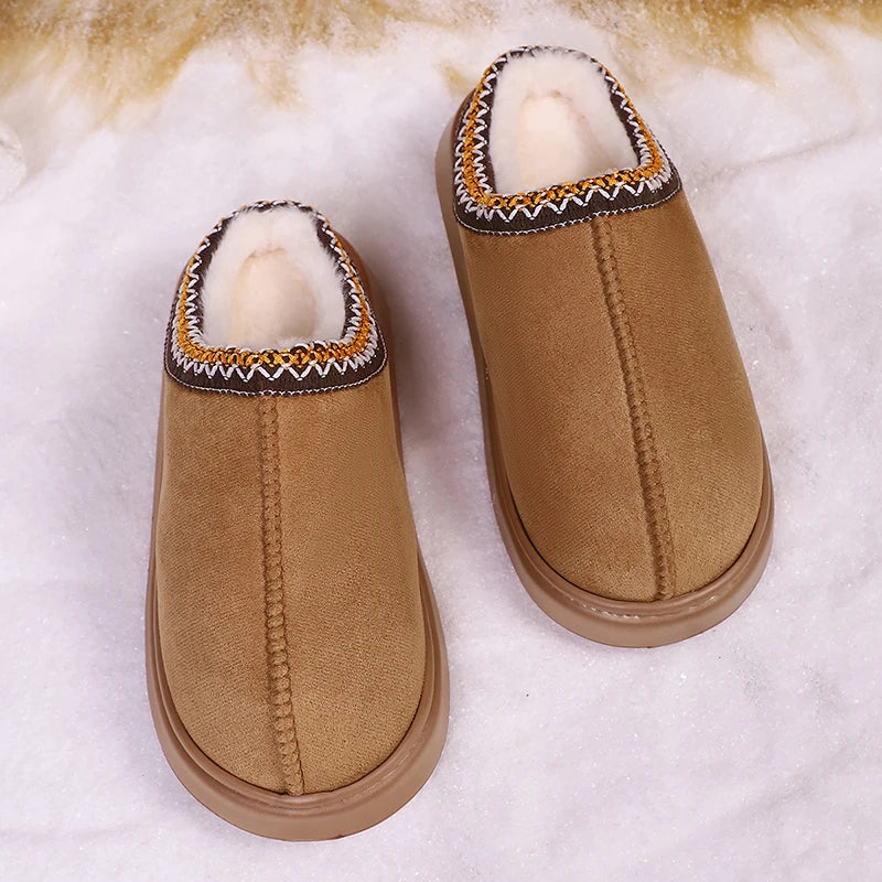 Women's Fuzzy Fur Platform Slippers - Luxury Designer Winter Slides