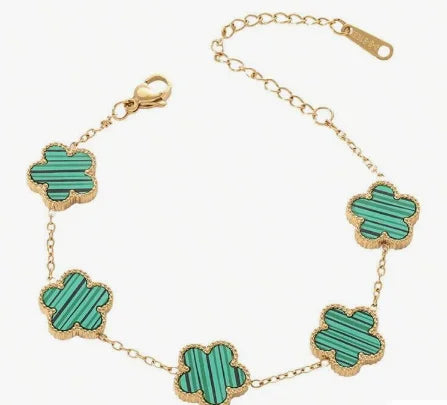 Five-Leaf Clover Bracelet Set — 18K Gold Plated Stainless Steel | Women