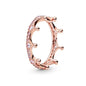 New 925 sterling silver classic rose gold ring, sparkling water droplet crown charm ring, ladies' light luxury exquisite gift