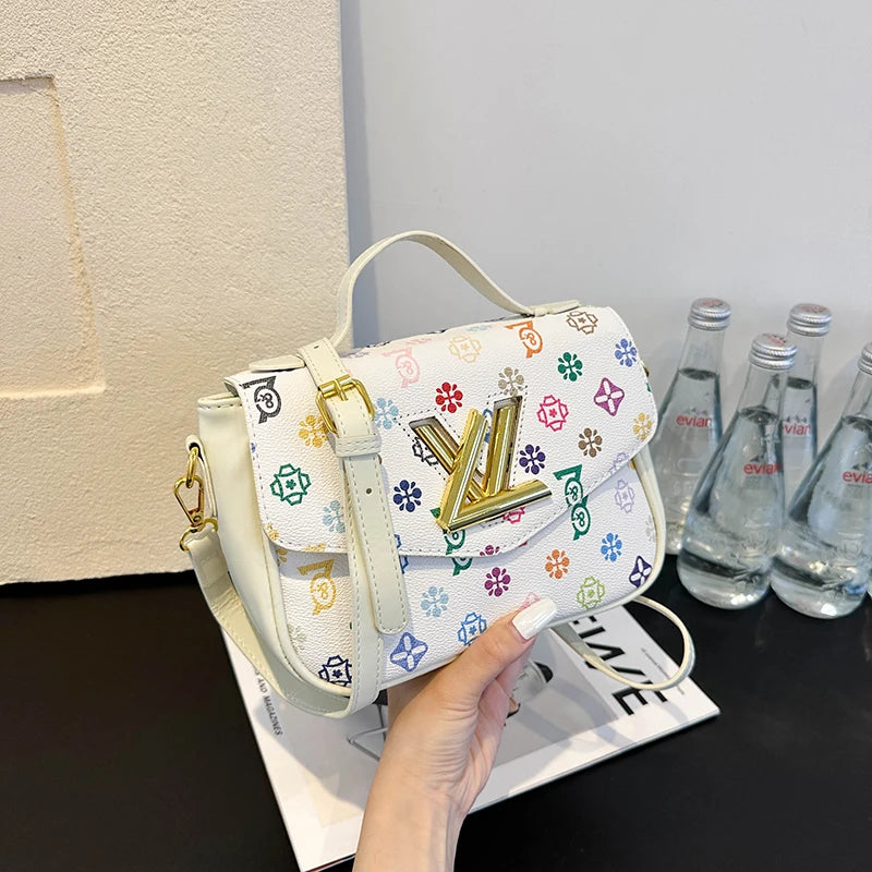 Trendy Patterned Leather Shoulder Bag - Vintage Style Small Square Crossbody