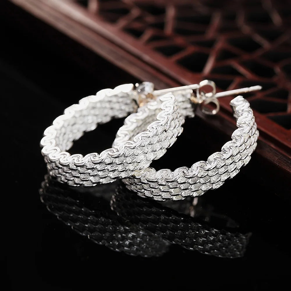 Popular fine Sterling Silver charms stud Earrings for Women Creativity Christmas Gifts Street all-match party Jewelry
