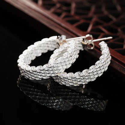 Popular fine Sterling Silver charms stud Earrings for Women Creativity Christmas Gifts Street all-match party Jewelry