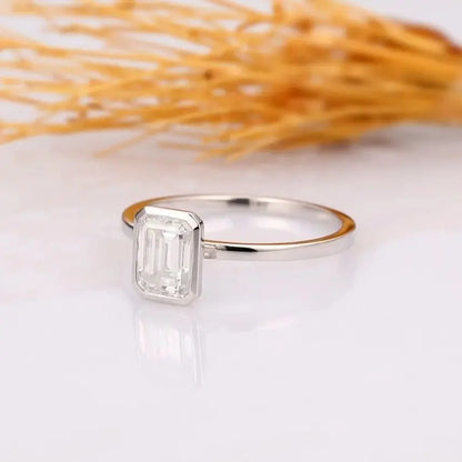 Emerald Cut Moissanite or Zirconia Ring - 925 Sterling Silver & Gold Plated, 1ct to 3ct