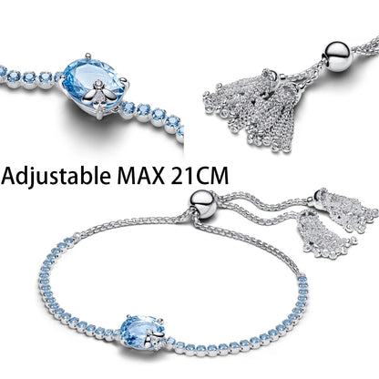 925 Sterling Silver Blue Bow Zircon Fine Jewelry | Earrings, Necklace & Ring for Women
