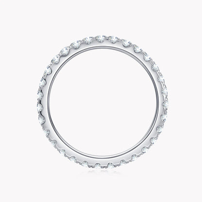 Moissanite Eternity Band - 925 Sterling Silver & 18K White Gold, D Color VVS1, GRA Certified