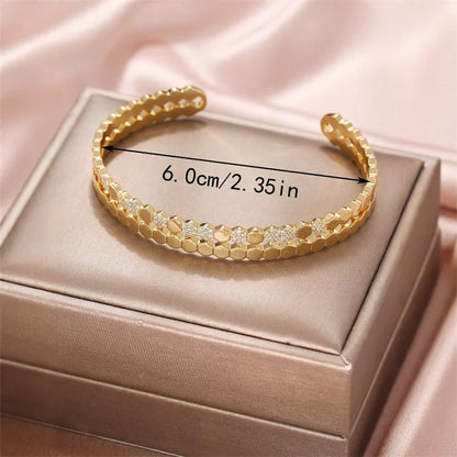 Titanium Steel 18kGold Plated Bangles for Women Girls Trend Waterproof Jewelry Luxury Sparkling Zircon Cuff Bracelet Bangle