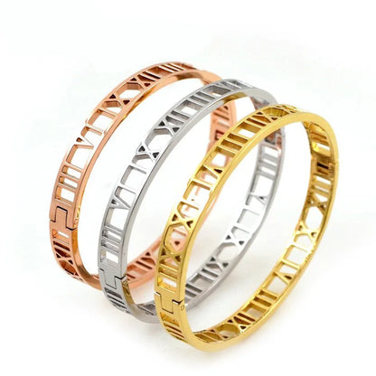 Luxury Roman Bracelet - Stainless Steel Cuff for Women & Couples