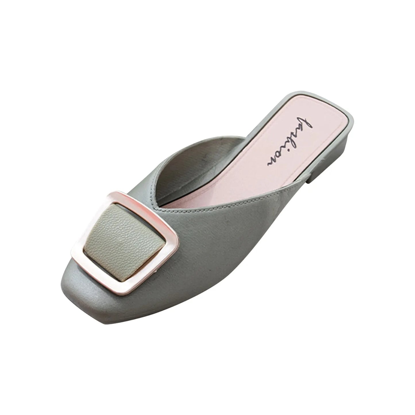 2025 Flat Retro Women Sandals Fashion Spring And Summer Solid Color Round Toe Shoes Non Slip Casual Simple Metal Women Shoes