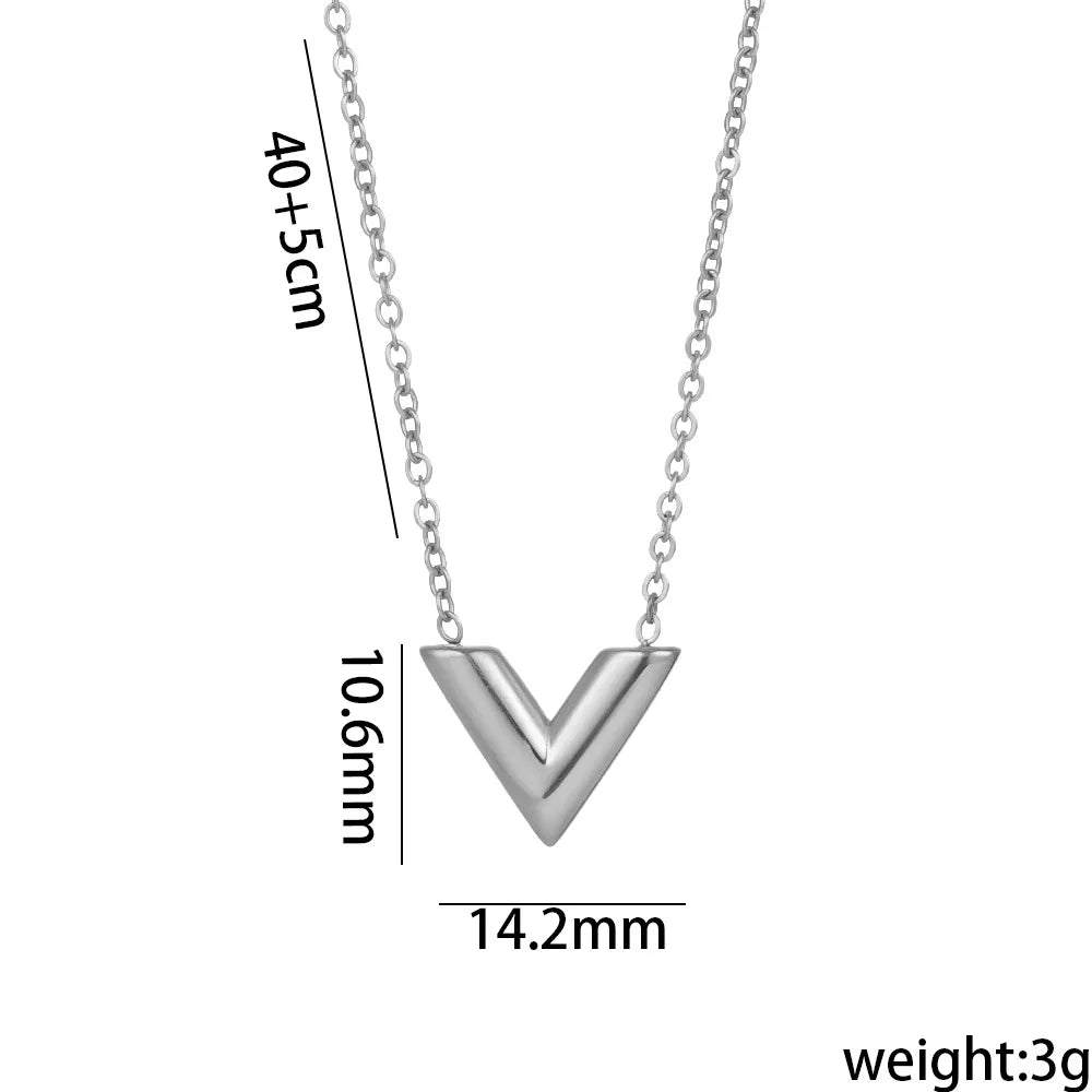 Stainless Steel Letter V Bracelets for Women Gold Color Alphabet Bangle Set Necklace Personality Pendant Design Gift for Friend