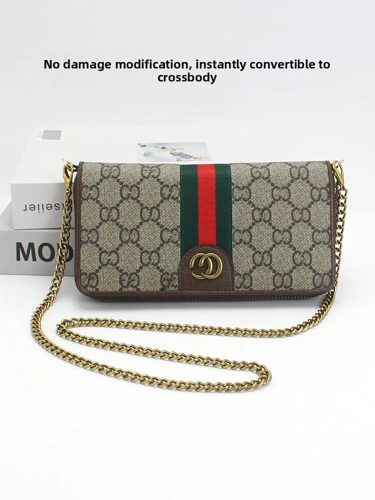 Long Zipper Wallet Chain Accory Handbag Strap DIY Coffee Leather Strip Single oulder Crossbody Bag Chain Replacement