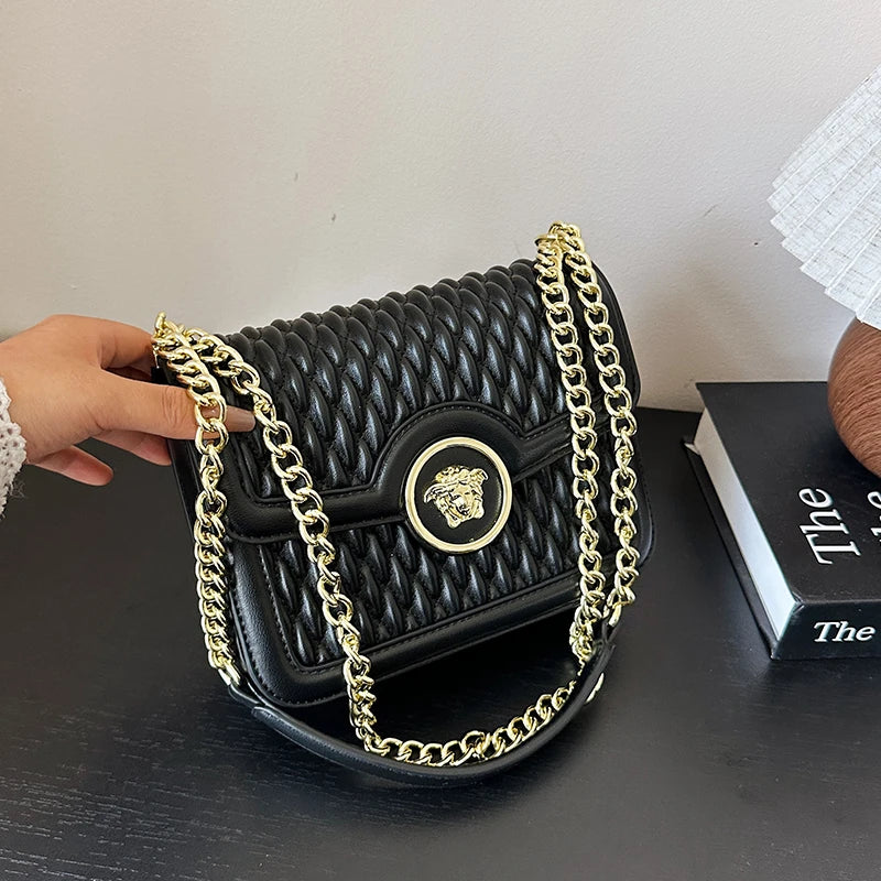 Classic Elegant Leather Handbag For Ladies Shoulder Strap Famous Designer Luxury Brand Collection