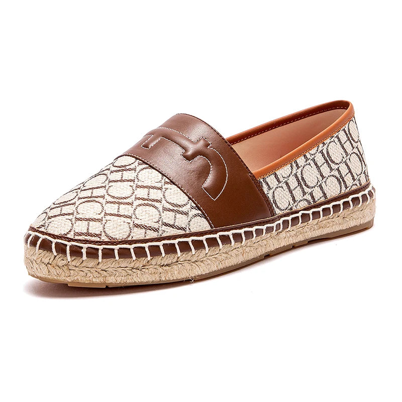 Women's Classic Fisherman Flats - Letter Print Retro Loafers