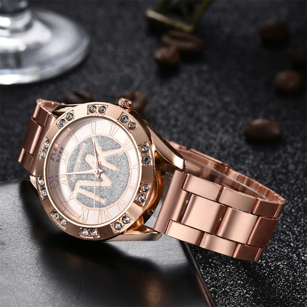 Minimalist Diamond Quartz Watch - Stainless Steel Bracelet Watch for Women & Men