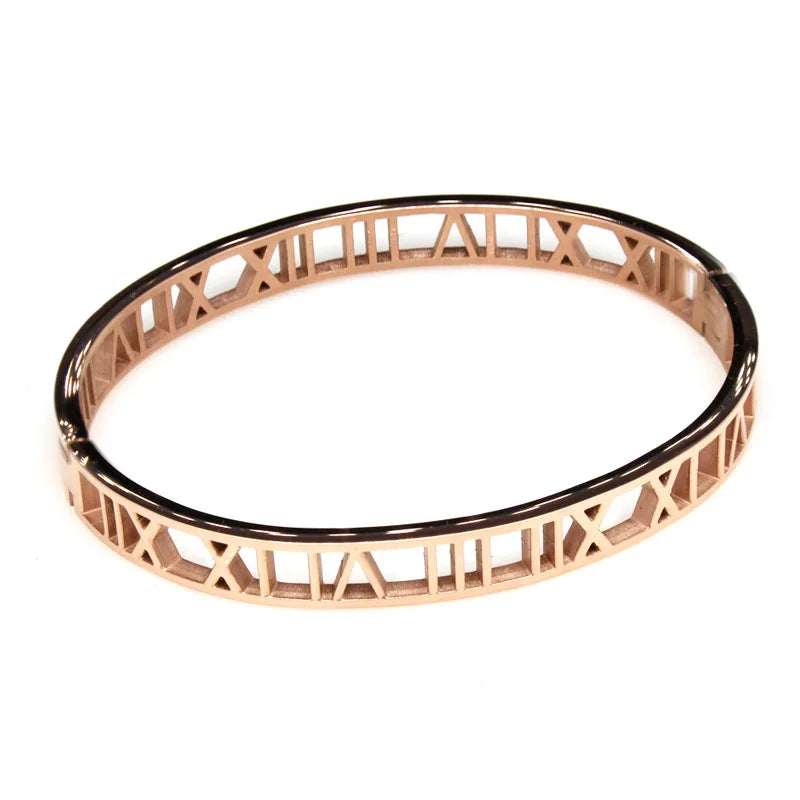 Luxury Roman Bracelet - Stainless Steel Cuff for Women & Couples