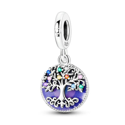 925 Sterling Silver Tree of Life, Peach Heart & Sweet Love Charm Bead | Fits Bracelets & Necklaces