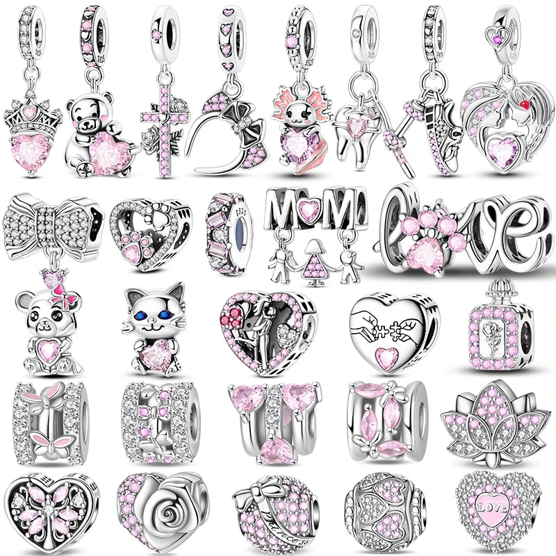 925 Sterling Silver Charm Beads | Butterfly, Crown, Heart & Perfume Bottle Zircon Charms for Women