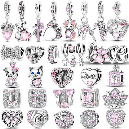 925 Sterling Silver Charm Beads | Butterfly, Crown, Heart & Perfume Bottle Zircon Charms for Women