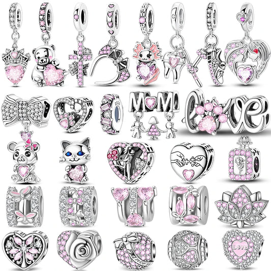 925 Sterling Silver Charm Beads | Butterfly, Crown, Heart & Perfume Bottle Zircon Charms for Women