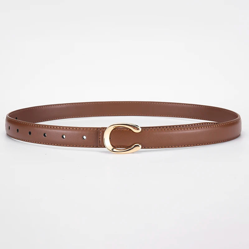 Elegant Women's PU Leather Belt - C-Shaped Buckle Fashion Belt with Gift Box