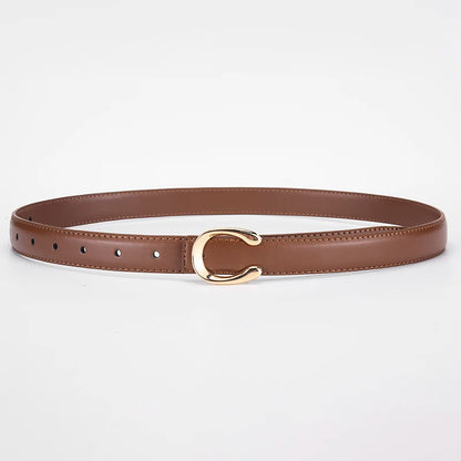 Elegant Women's PU Leather Belt - C-Shaped Buckle Fashion Belt with Gift Box
