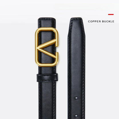 2025 New Women's Light Luxury Leather Belt Smooth Buckle Retro Versatile Design Fashion Trendy Decoration for Jeans