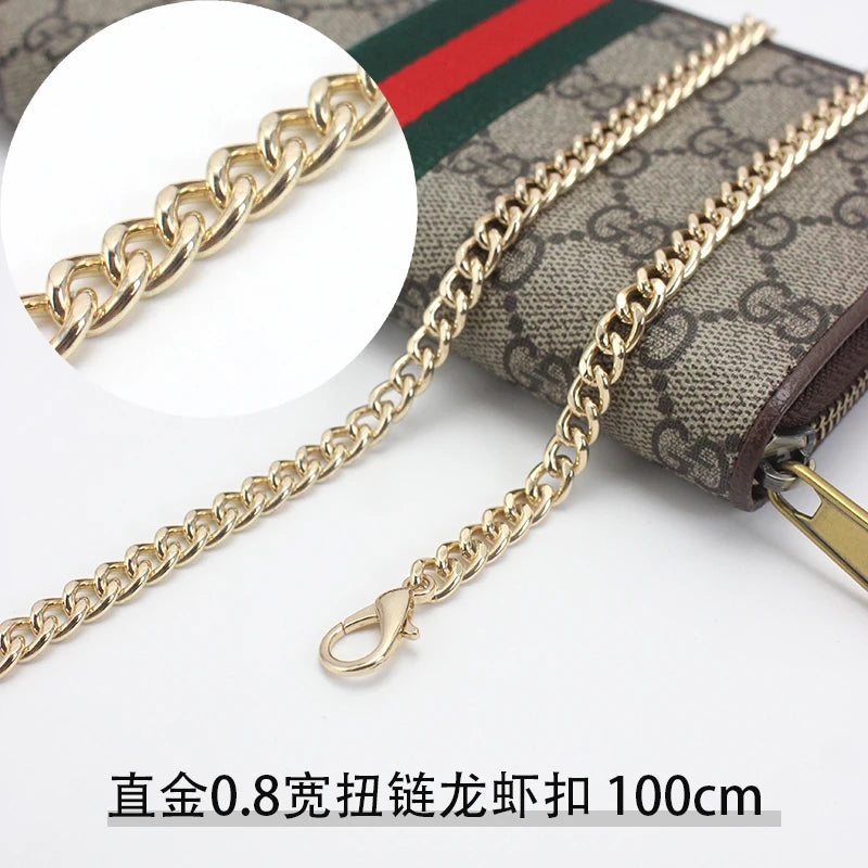 Long Zipper Wallet Chain Accory Handbag Strap DIY Coffee Leather Strip Single oulder Crossbody Bag Chain Replacement