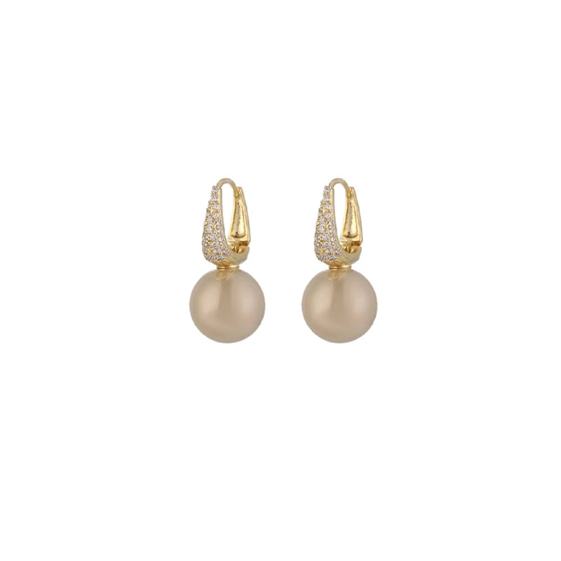 French Light Luxury Pearl & Zircon Drop Earrings | Elegant Banquet Jewelry for Women