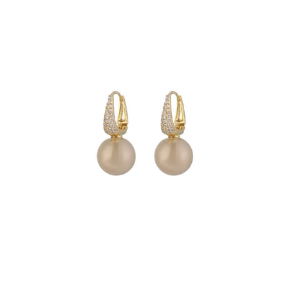 French Light Luxury Pearl & Zircon Drop Earrings | Elegant Banquet Jewelry for Women