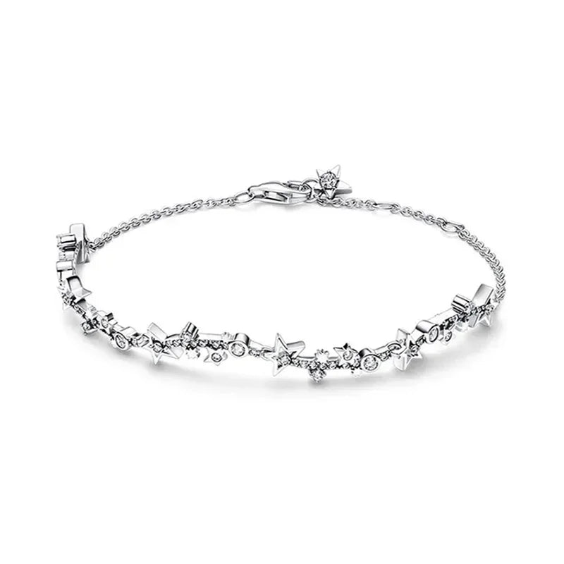 Brand new 925 sterling silver zirconia exquisite tennis star bracelet for women DIY original charm beads exquisite jewelry