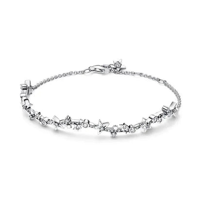Brand new 925 sterling silver zirconia exquisite tennis star bracelet for women DIY original charm beads exquisite jewelry
