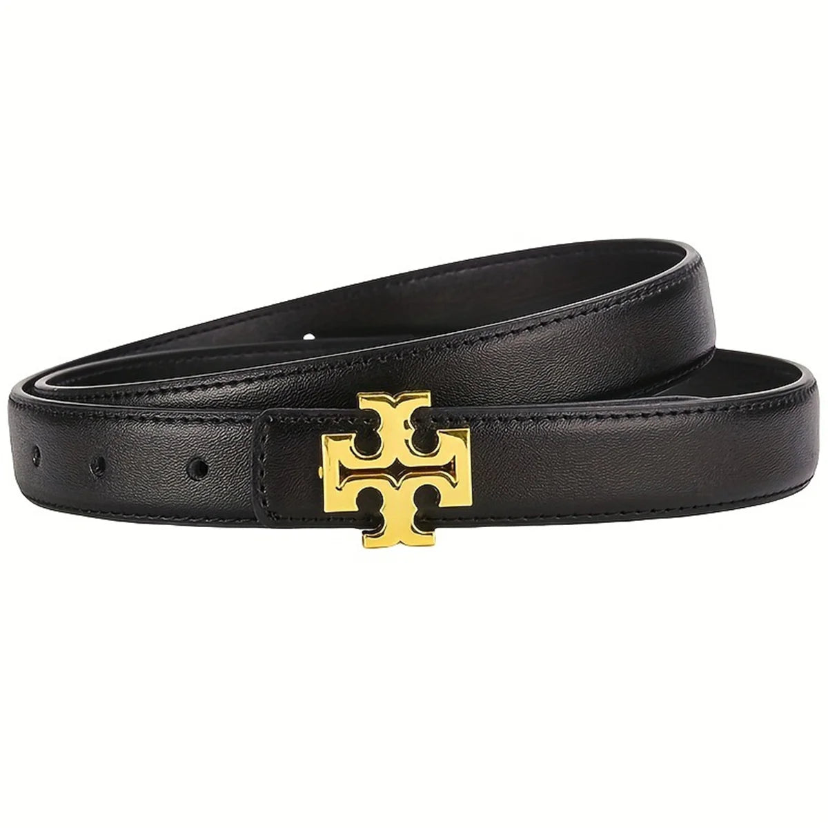 Slim Fit Designer Belt - Metal Letter Buckle Faux Leather Belt for Jeans